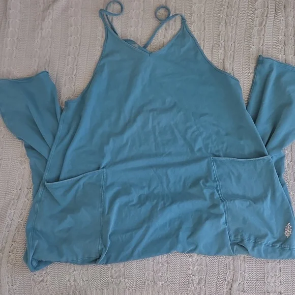 Free People Hot Shot Onesie Skyline Blue Medium - Picture 2 of 7